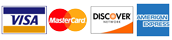 We accept American Express, Discover,Mastercard and Visa cards