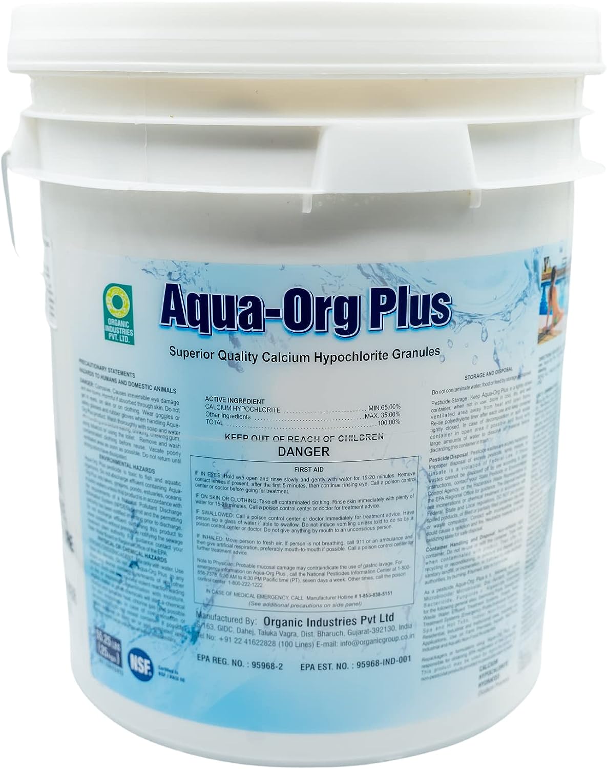 Aqua-Org Plus - 55lb Granular Calcium Hypochlorite 65% Pool Shock for ...