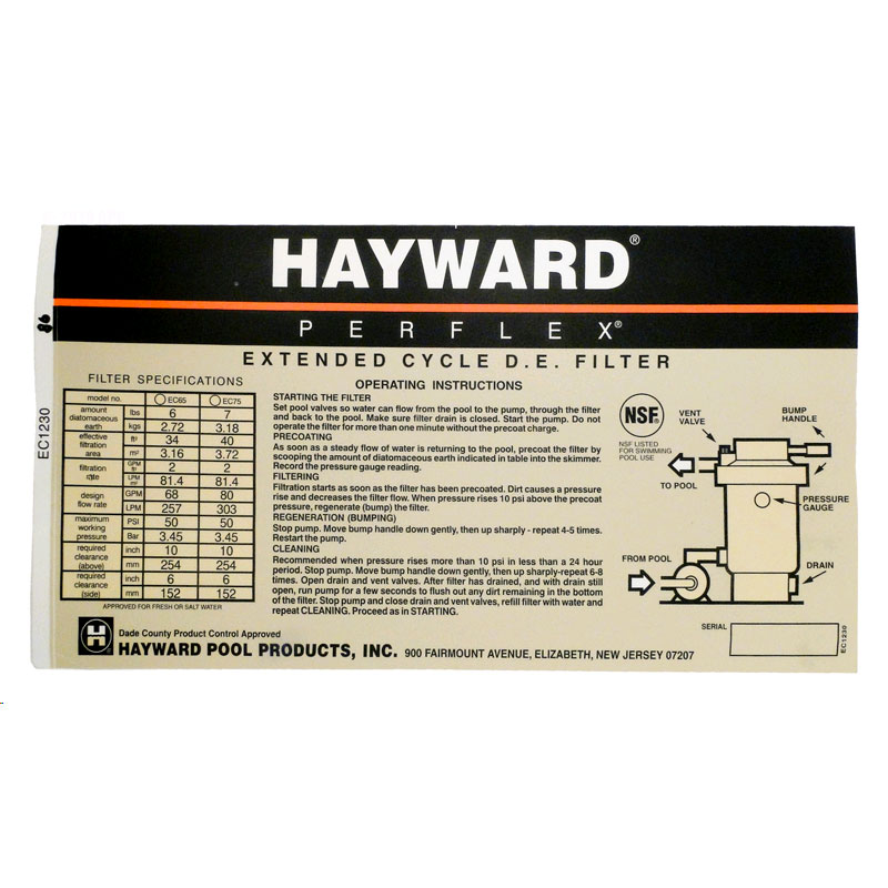 Hayward Perflex EC65A/EC75A Replacement Parts